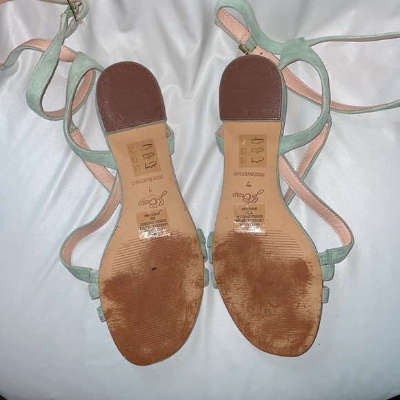 J. Crew Seafoam Green Suede Leather Strappy Heeled Sandals size 7 - Picture 3 of 16
